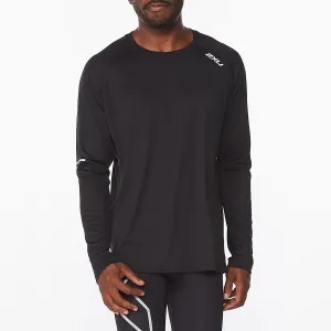 2XU Aero Long Sleeve Tee | Black / Silver Reflective | Mens