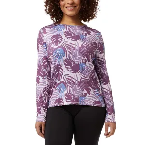 32 Degrees Women's  Palm Leaf Print Tee UPF 50  Protection Long Sleeve Sun T-Shirt