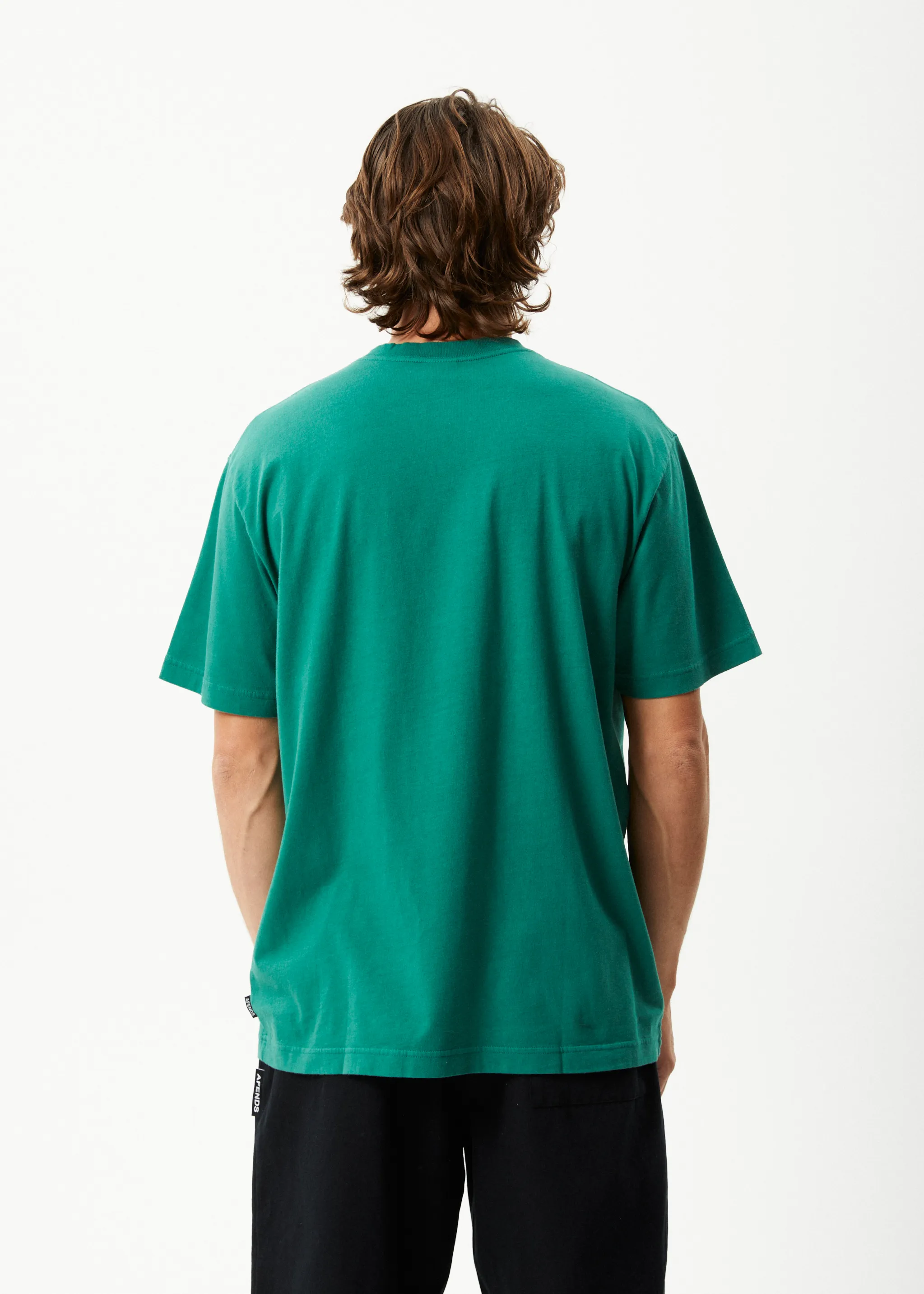 AFENDS Mens Communication - Retro Graphic T-Shirt - Emerald