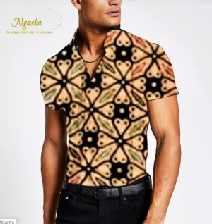 African Ankara Short Sleeves Shirt for Men - Malaysian Batik (SSM2)