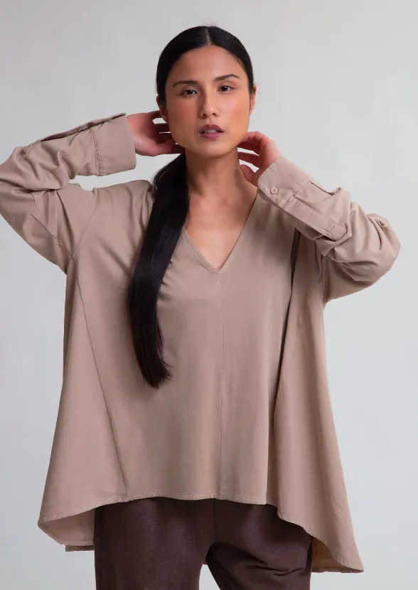 Aoife Organic Cotton Blouse in Light Taupe