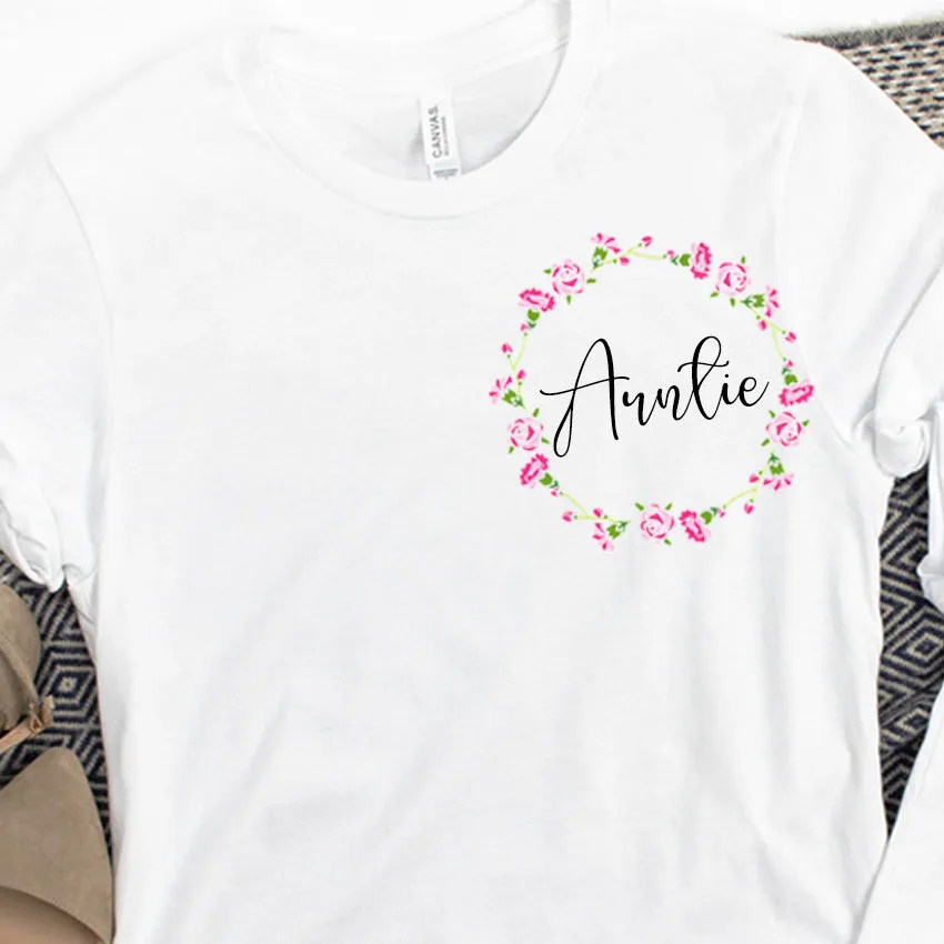 Auntie & Auntie's Bestie Floral Ring White T-Shirts