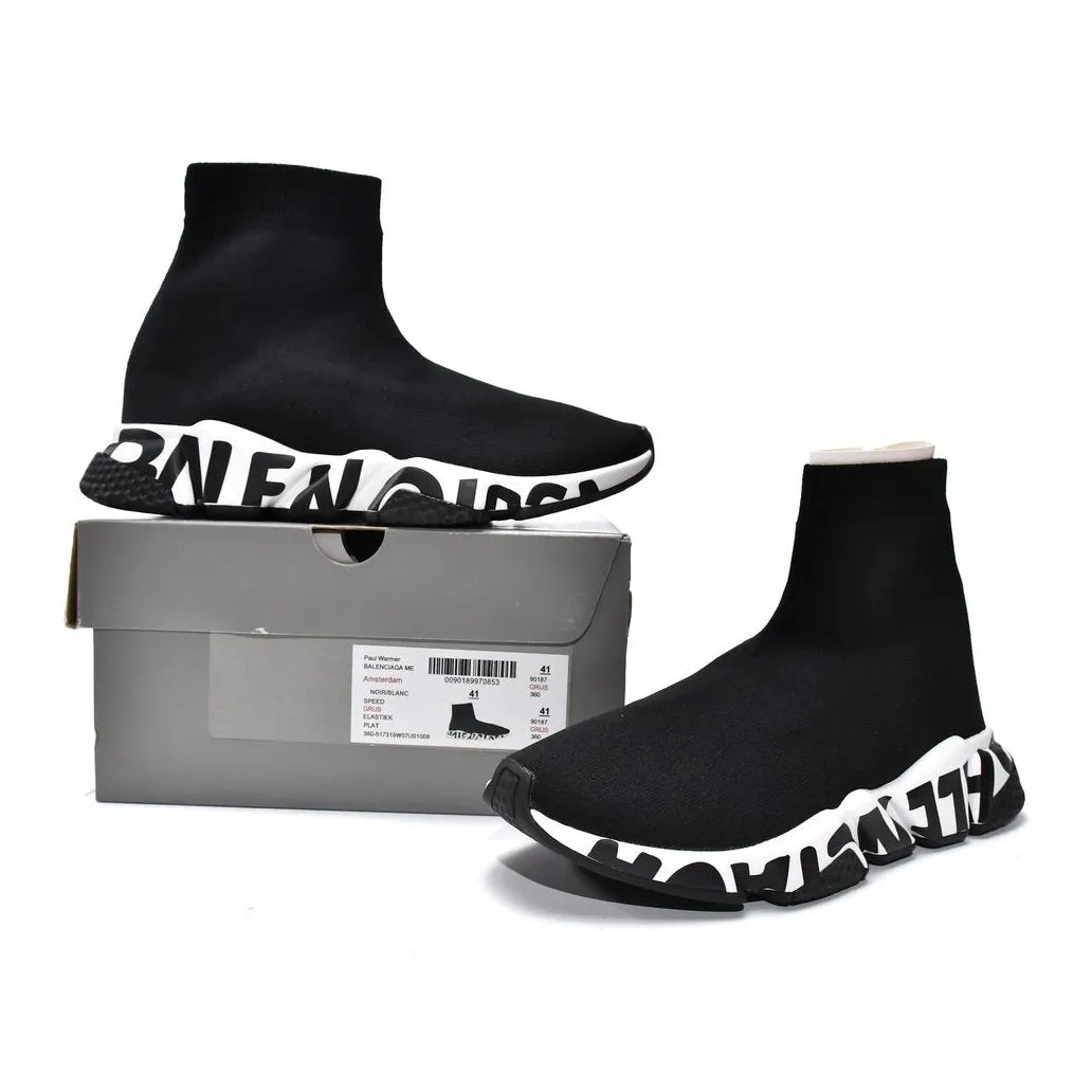 BALENCIAGA SPEED GRAFFITI TRAINER x BLACK WHITE