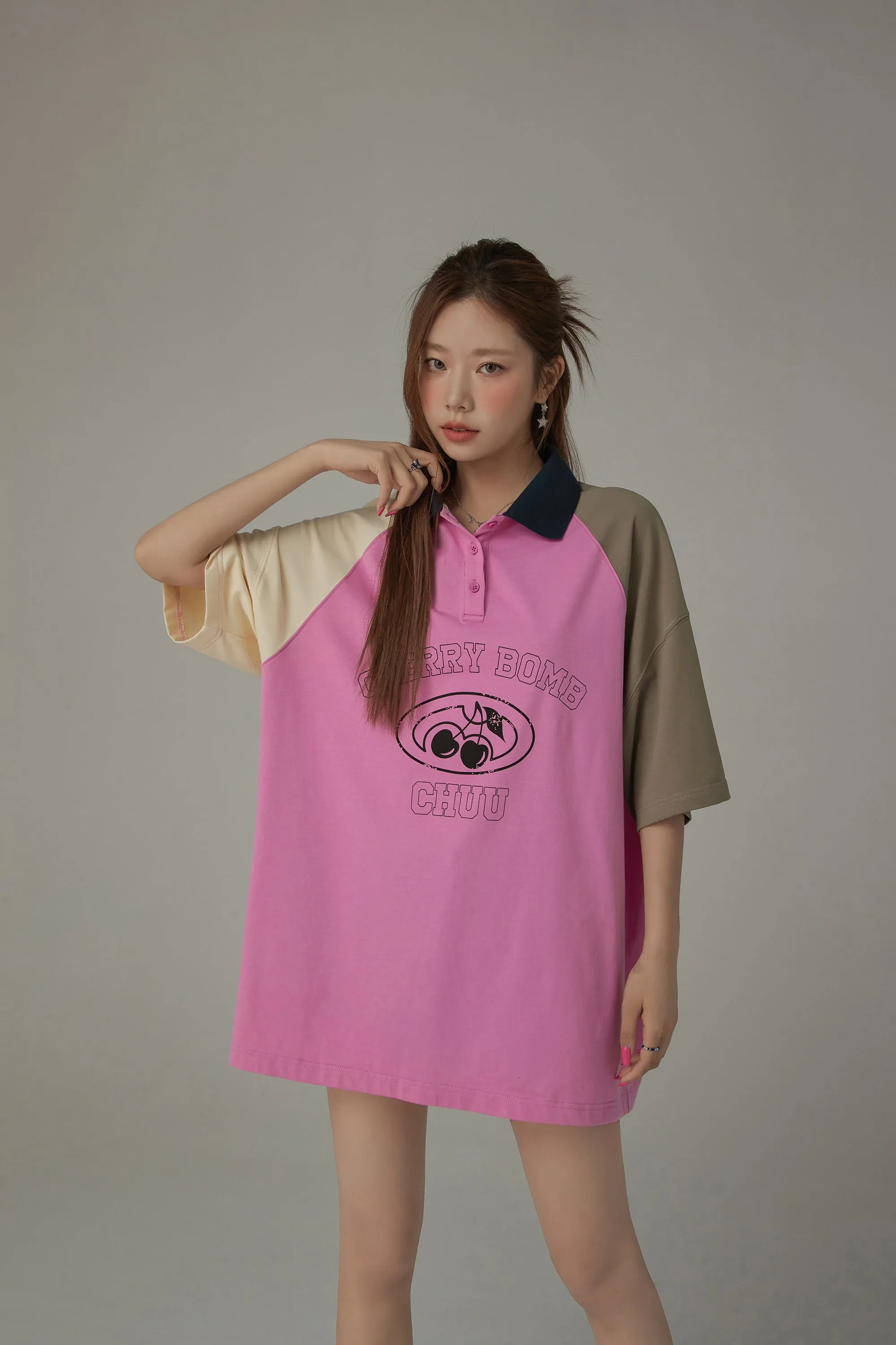 Cherry Bomb Contrast Raglan Loose Fit T-Shirt