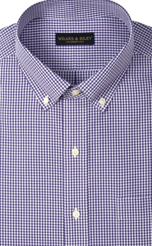 Classic Fit Purple Gingham Button-Down Collar Supima® Cotton Non-Iron Broadcloth Sport Shirt (B/T)