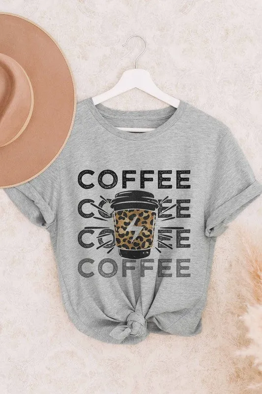 COFFEE LIGHTING LEOPARD GRAPHIC TEE PLUS SIZE