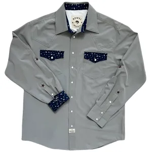 Dove Gray / Rowel Print Long Sleeve Performance Western Shirt