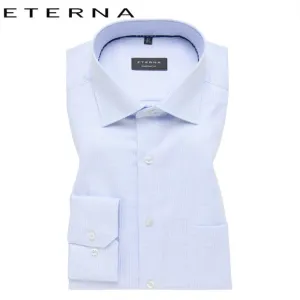 Eterna Light Blue Textured Twill Shirt Blue