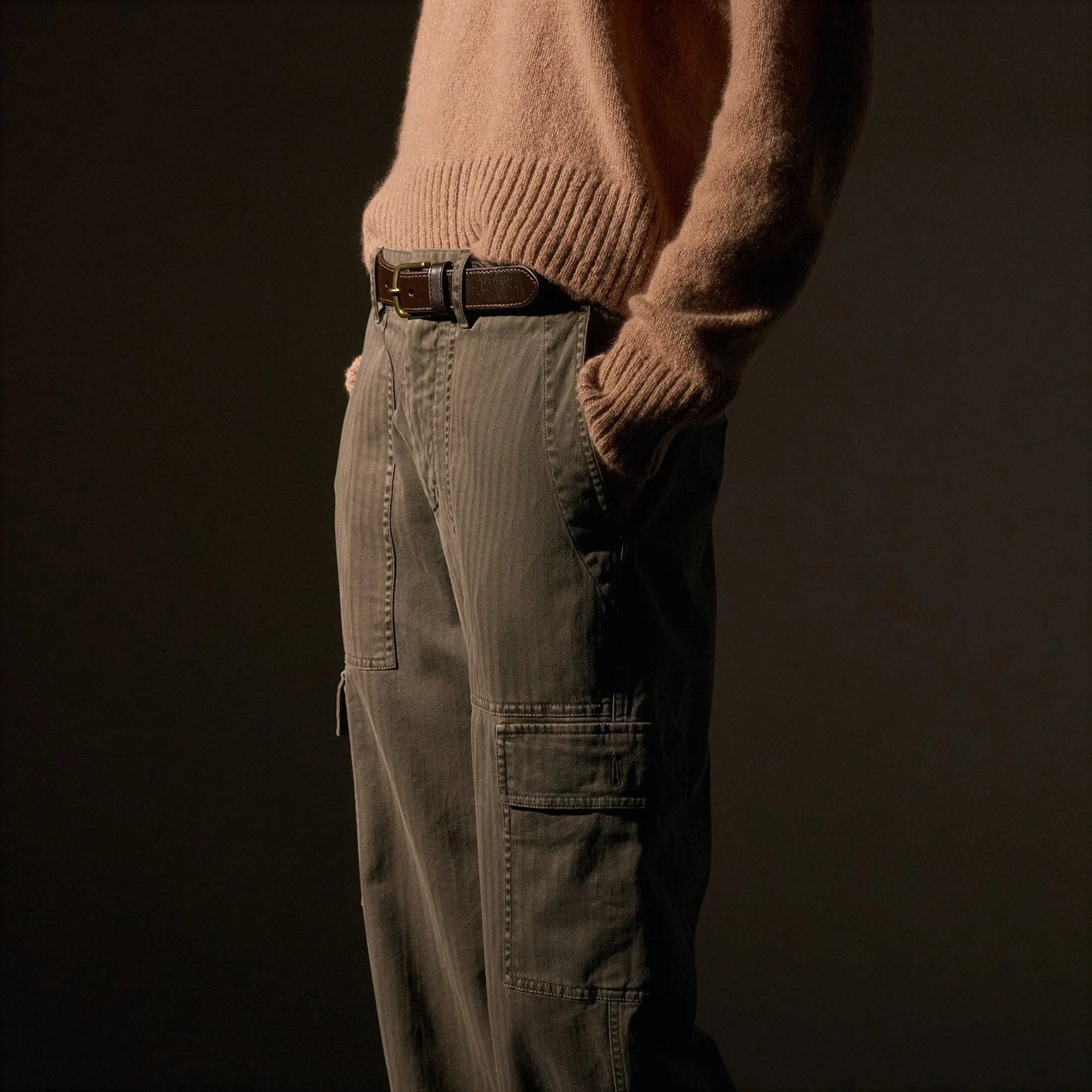 Herringbone Utility Pant - Army Green Pigment