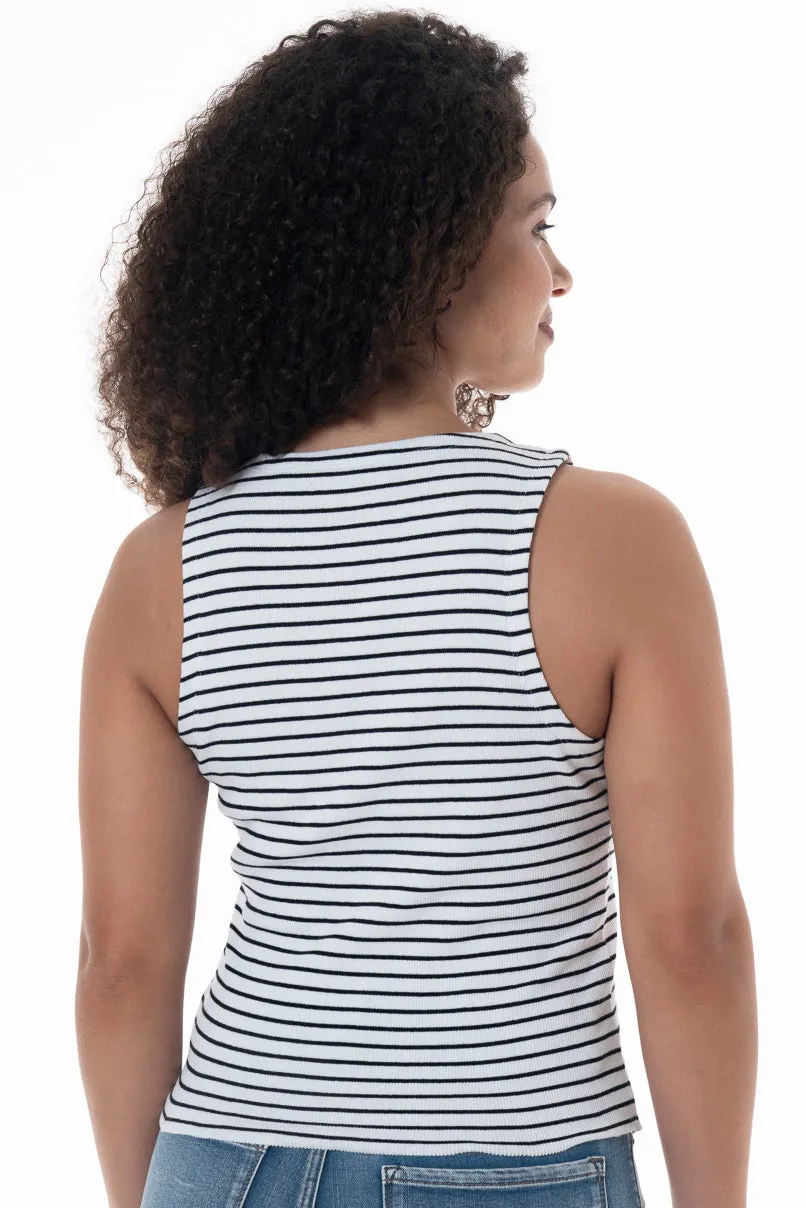 Hi Neck Ribbed Tank _ 146989 _ Optic White