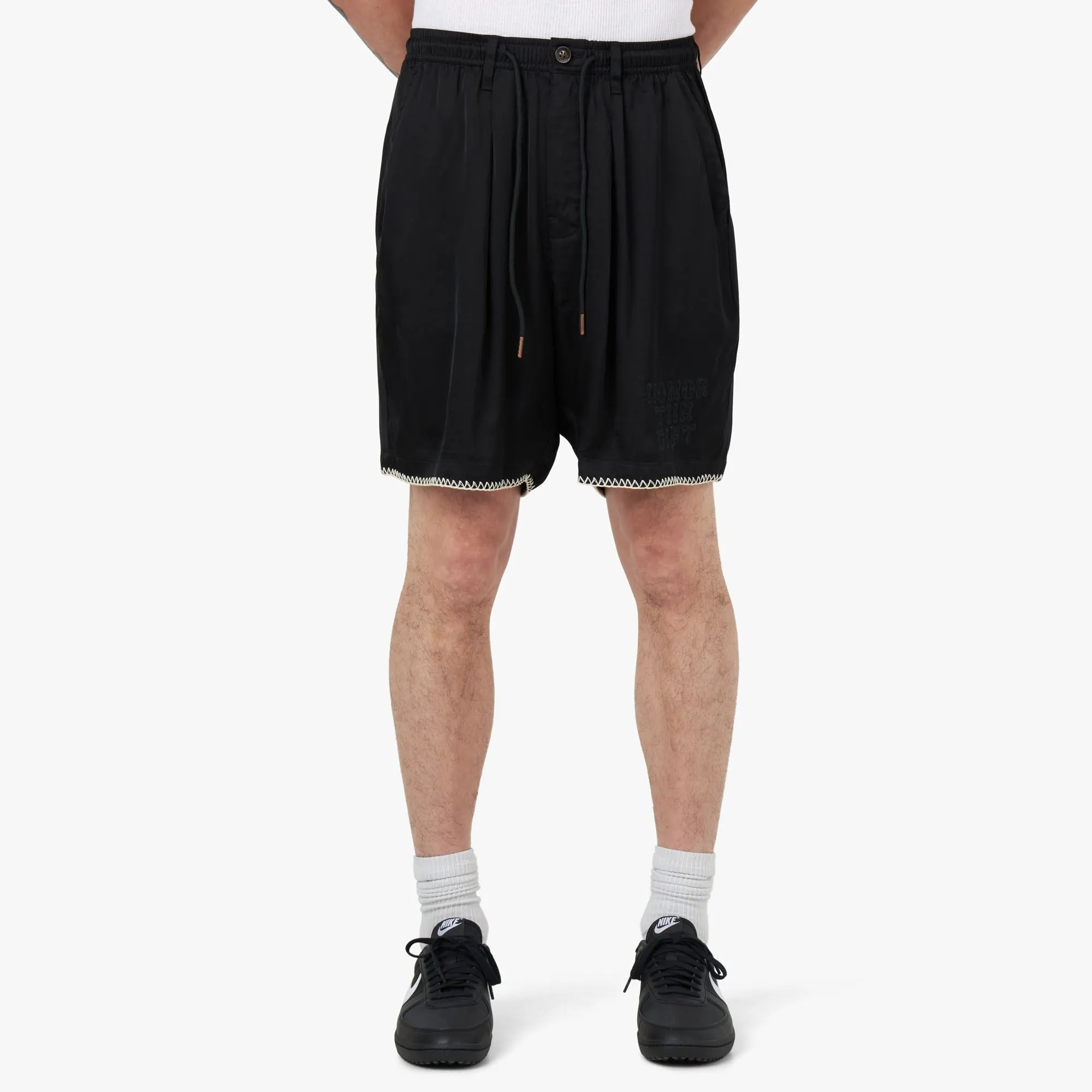 Honor The Gift Blanket Stitch Shorts / Black