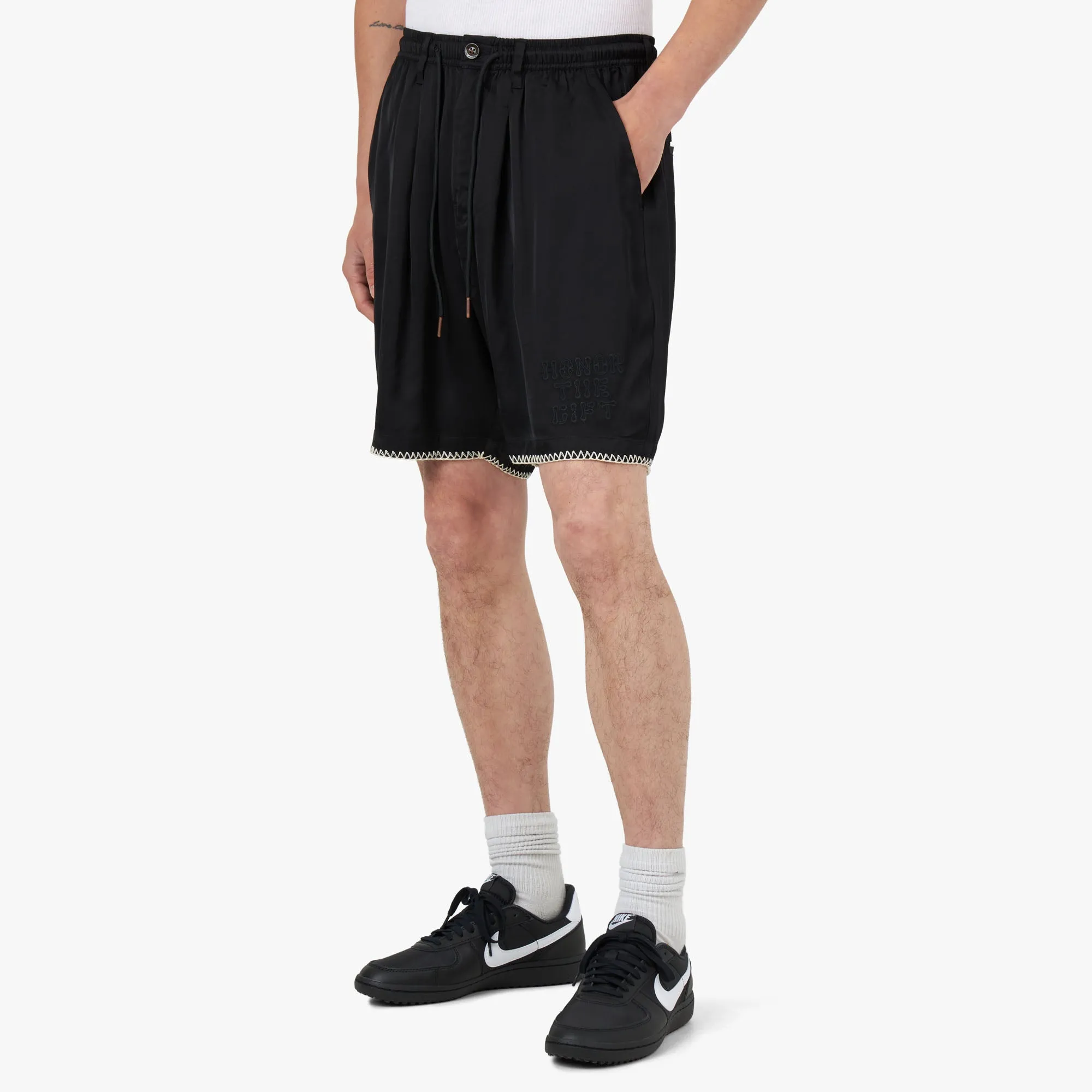 Honor The Gift Blanket Stitch Shorts / Black