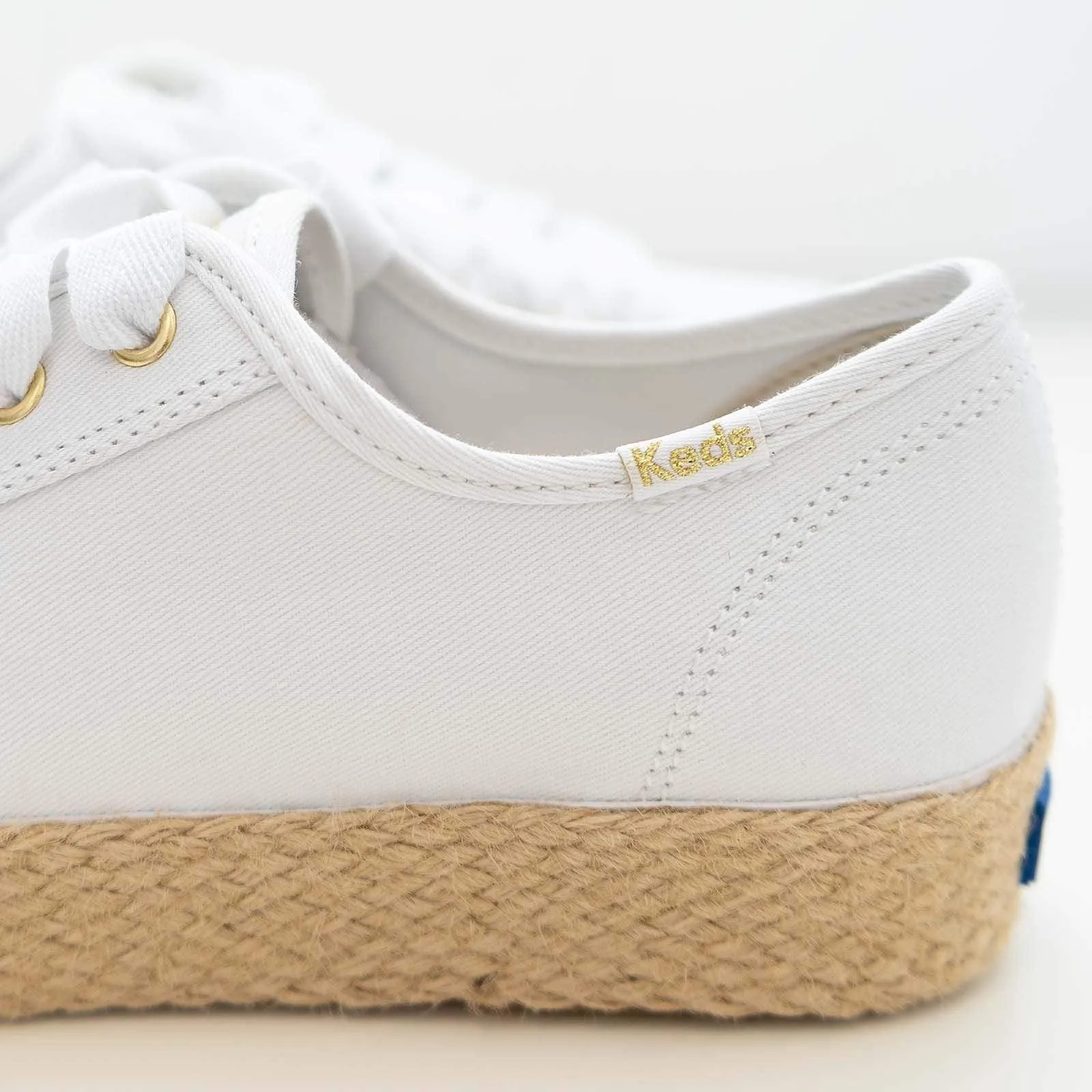 Keds Shoes Triple Kick White Jute Canvas Trainers