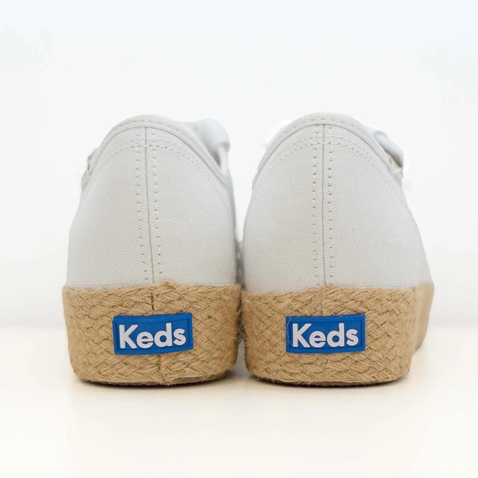 Keds Shoes Triple Kick White Jute Canvas Trainers