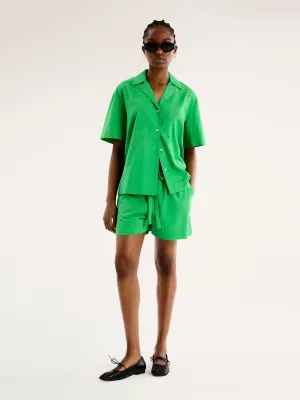 Oaklyn Linen Boxy Shirt in Green