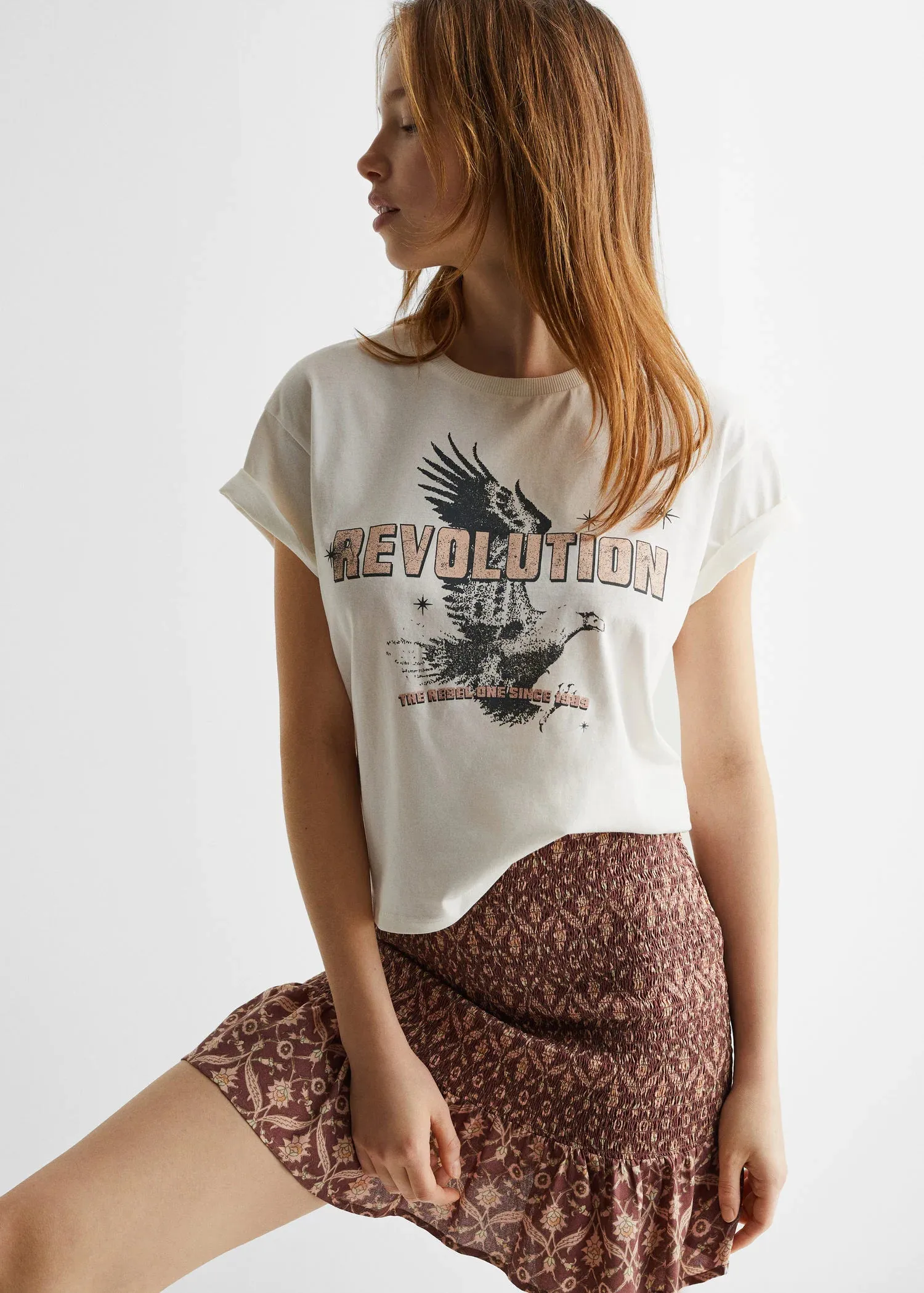 Printed cotton-blend T-shirt