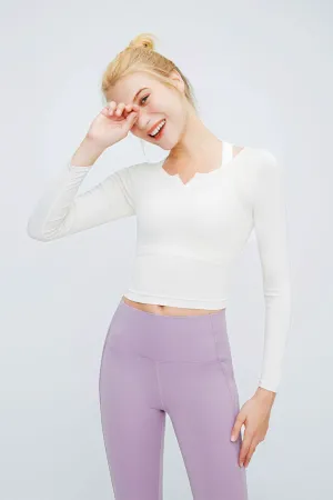 Sexy V Neck Long Sleeve Slim Fit Crop Top