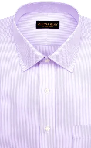 Tailored Fit Purple Stripe Spread Collar Supima® Cotton Non-Iron Twill Dress Shirt